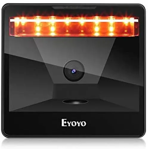 Eyoyo 2D Desktop Barcode Scanner, High Speed Hands-Free USB Wired Inventory Barcode Reader PDF417 on ID Card, Drivers License, Passport 1D QR Barcode Scanning Work for Pos System Supermarket