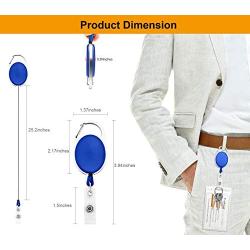 Fushing 20Pcs Carabiner Badge Reels Retractable ID Card Reels (Blue)