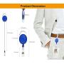 Fushing 20Pcs Carabiner Badge Reels Retractable ID Card Reels (Blue)