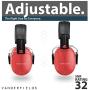 Ear Defenders Adult - Foldable Hearing Protection Ear Muffs Noise Cancelling - Perfect for DIYm Working, Shooting, Gardening - Adjustable Headband for Adults Men Women - 2 Years Warranty - Red