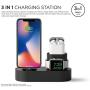 elago 3 in 1 Apple Charging Station Compatible with Apple Watch Series 6/SE/5/4/3/2/1, Apple AirPods 2/1, iPhone 11 and All iPhone Models [Original Cables Required] (Black)