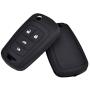 LemSa 2 Pack Keyless Entry Remote Car Flip Key Fob Outer Shell Cover Soft Rubber Silicone Protector Keyless Jacket Case for Chevrolet Camaro Cruze Chevy Equinox Sonic Terrain Key Fob, Black/Pink