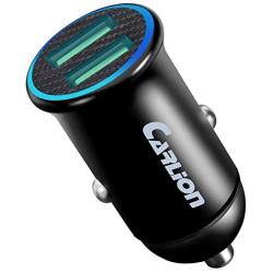 Quick Charge 3.0 Car Charger Mini 30W 4.8A Metal Dual USB Ports QC 3.0 Car Charger Adapter Flush Fit Fast Charge Car Adapter for iPhone 11/XR/Xs/Max/X/8/7, iPad Pro/Air 2/Mini, Galaxy, LG and More