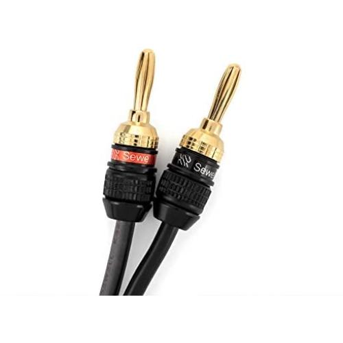 Deadbolt Speaker Wire with Banana Plugs, 10 ft, High Strand Count 12 AWG Pure Copper, OFC