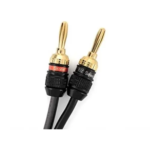 Deadbolt Speaker Wire with Banana Plugs, 10 ft, High Strand Count 12 AWG Pure Copper, OFC