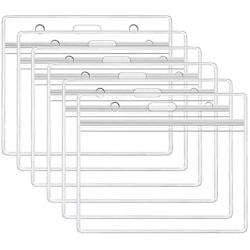 6 Pcs Extra Thick ID Card Badge Holder, Horizontal Clear PVC Card Holder with Waterproof Resealable Zip Type