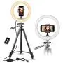 UBeesize 10'' Selfie Ring Light with 50'' Extendable Tripod Stand & Flexible Phone Holder for Live Stream/Makeup/YouTube Video
