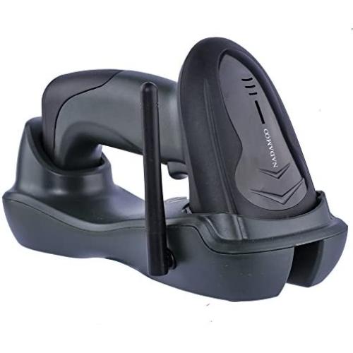 NADAMOO Wireless Barcode Scanner with Cradle, 2D Cordless Bar Code Reader 400m Transmission Distance CMOS Imager Read 1D, 2D, QR Code, Data Matrix, PDF417 for Windows Mac Linux