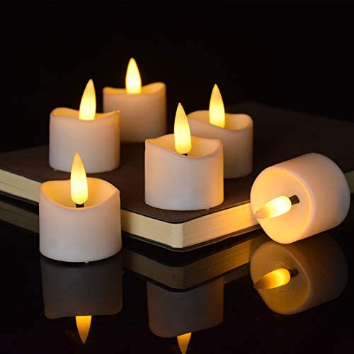 Aulaygo LED Flameless Tealight Candles 12pcs Warm White Electronic Tea Lights with Timer Battery Operated 6hrs On 18 Hrs Off for Christmas Halloween Thanksgiving Home Wedding Party Decor
