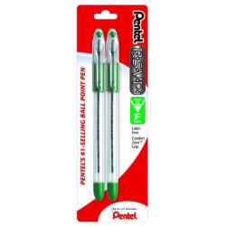 Pentel R.S.V.P. Ballpoint Pen, Fine Line, Green Ink, 2 Pack (BK90BP2D)
