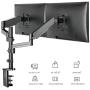 WALI Premium Dual LCD Monitor Desk Mount Fully Adjustable Gas Spring Stand for Display up to 32 inch, 17.6 lbs Capacity (GSDM002), Black