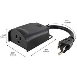 GE Enbrighten Z-Wave Plus Smart Outdoor Switch, 1-Outlet Plug-In (2nd Gen.), Weather-Resistant, Works with Alexa, Google Assistant, for Landscape & Seasonal Lighting, ZWave Hub Required, 14298,Black