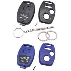 Cutting Not Required - Replacement Key Fob Keyless Entry Remote Shell Case for Honda Civic/Accord/CR-V/Fit/Odyssey/Pilot/Ridgeline/CR-Z Car Key Fob Cover (1 Black + 1 Blue)