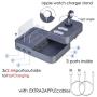 KeyEntre 6 Port USB Charging Station Multi Device USB Charging Dock Station HUB Desktop Charger Stand Organizer Compatible for iPhone ipad Airpods iwatch Kindle Tablet Multiple Devices, Silver