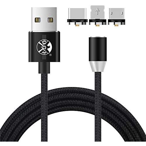 UGI Magnetic Charger Cable 3 in 1 Charging Cable Micro USB Type C USB C 6.6ft Nylon Braided LED Light Magnetic Phone Charging Cord Compatible with Android,Phone,Smartphone,Tablet,All Phone Devices