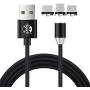 UGI Magnetic Charger Cable 3 in 1 Charging Cable Micro USB Type C USB C 6.6ft Nylon Braided LED Light Magnetic Phone Charging Cord Compatible with Android,Phone,Smartphone,Tablet,All Phone Devices