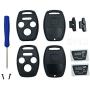 Key Fob Shell Case Fit for 4 Buttons Honda Accord Civic EX Pilot Keyless Entry Remote Car Key Housing Replacement with Free Screwdriver (Casing Only Without Blade) (Black pack 2)