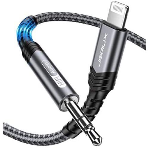 Lightning to 3.5mm Audio Cable 6FT, JSAUX [Apple Mfi Certified] iPhone Headphones Jack Lightning to Aux Cord Compatible with iPhone 12/12 Mini/12 Pro/12 Pro Max/11 Pro/11 Pro Max/X/XR/XS Max/8/7-Grey