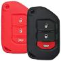 Qty(2) Alegender Rubber 3 Buttons Flip Key Cover Case Fob Skin Bag Remote Jacket Protector Fit for 2018 2019 2020 Jeep Wrangler JL Gladiator JT 68292942AA