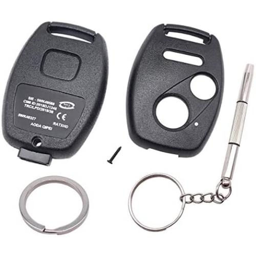 3 Buttons Replacement Key Fob Case Shell Fits for Honda Civic CR-V Fit Accord Crosstour Odyssey CR-Z Keyless Entry Remote Control Car Key Fob Cover (2 + 1 Buttons, Black)