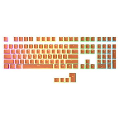 HK Gaming 108 Double Shot PBT Pudding Keycaps Keyset for Mechanical Gaming Keyboard MX Switches (Orange)