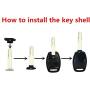 Key Fob Shell Case Fit for 4 Buttons Honda Accord Civic EX Pilot Keyless Entry Remote Car Key Housing Replacement with Free Screwdriver (Casing Only Without Blade) (Black)