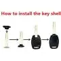 Key Fob Shell Case Fit for 4 Buttons Honda Accord Civic EX Pilot Keyless Entry Remote Car Key Housing Replacement with Free Screwdriver (Casing Only Without Blade) (Black pack 2)