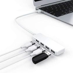 Ultra-Thin USB 2.0 HUB hub Flat one with Four USB Splitter Extender-White