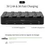 Foldable USB Charging Station Dock - 5-Port - Fast Charger Docking Station for Multiple Devices - Multi Device Charger Organizer - Compatible with Apple iPad iPhone and Android Cell Phone and Tablet