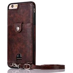Jaorty PU Leather Wallet Case for iPhone 6 Plus/6S Plus Necklace Lanyard Case Cover with Card Holder Adjustable Detachable Anti-Lost Neck Strap for 5.5 inch Apple iPhone 6 Plus,iPhone 6S Plus,Brown