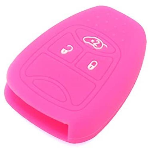 SEGADEN Silicone Cover Protector Case Holder Skin Jacket Compatible with CHRYSLER DODGE JEEP Remote Key Fob CV4751 Rose