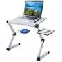 Upgraded Aluminum Laptop Stand Adjustable with Cooling Fan and Mouse Pad, Reinforced Ergonomic Lap Desk Foldable Portable Computer Table for Bed Sofa Couch Office (Extra Wide Tray: 19'', Silver)