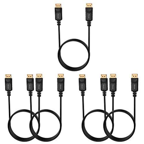 Moread DisplayPort to DisplayPort Cable, 6 Feet, 5 Pack, Gold-Plated Display Port Cable (4K@60Hz, 2K@144Hz) DP Cable Compatible with Computer, Desktop, Laptop, PC, Monitor, Projector - Black