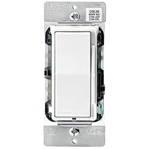 Leviton Decora 600-Watt Single-Pole/3-Way Universal Rocker Slide Dimmer, White/Light Almond (3-Pack)
