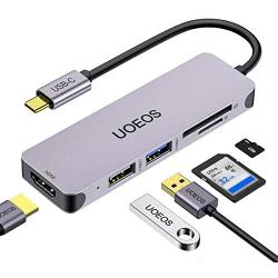USB C Hub, UOEOS 5 in1 USB C to HDMI Adapter,Thunderbolt 3 USBc HDMI Card Reader Compatible with MacBook Pro, Surface Pro/Go,IPad pro,XPS 13,DEX Adapter and Other Type C Laptops