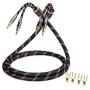 SKW Single Audiophile Speaker Cable,Convertible Banana Spade Gold Plated Connector,Nylon Braid,HiFi Quality Cable(5ft/1.5M,1 Pack for 1 Speaker)