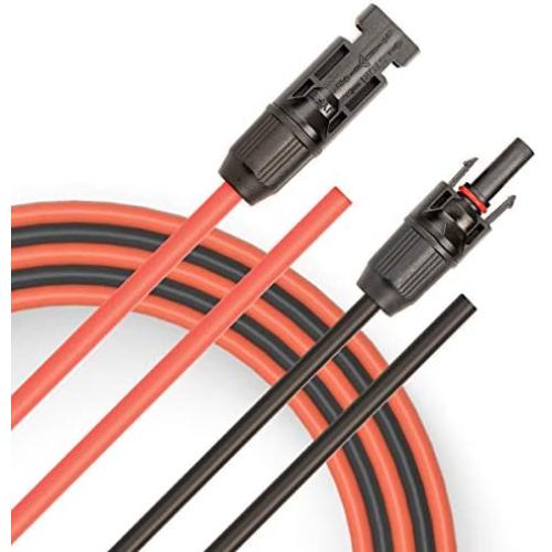 JYFT 10AWG(6mm²) Solar Extension Cable with PV Compatible (Compatible with MC4) Female and Male Connector (30FT Red + 30FT Black)