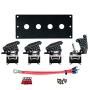 MGI SpeedWare Black 4 Toggle Switch Panel, Powder Coat Steel, Safety Flip Covers (Carbon)