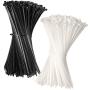Symretie Cable Zip Ties 8＋4 Inch Nylon Wire Ties Adjustable Durable Self locking 50 Lb for Electronics Organization,Small Tie wraps Black White, Free Cable Mount,（ Bulk 1000 Pack ）