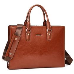 BOSTANTEN Genuine Leather Briefcase Vintage 15.6 inch Laptop Bag Business Shoulder Bag for Women & Men Brown