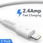6 inch iPhone Charge Cable Short, 0.5ft 5Pack USB to Lightning Cord for Fast Charging Stations Compatible with Apple iPhone 12 11 Pro Max Xs 8 7 6 5 Plus, iPad Air/Mini