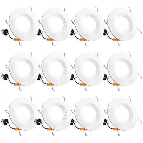 12 Pack 5/6 Inch LED Recessed Lighting, Baffle Trim, CRI90, 15W=100W, 1100lm, 5000K Daylight White, Dimmable Recessed Lighting, Damp Rated LED Recessed Downlight, ETL Listed 12 Pack 5/6 Inch LED Recessed Lighting, Baffle Trim, CRI90, 15W=100W, 1100lm, 5000K Daylight White, Dimmable Recessed Lighting, Damp Rated LED Recessed Downlight, ETL Listed