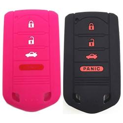 Ezzy Auto Black and Rose Silicone Rubber Key Fob Case Key Covers Key Jacket Skin Protectors fit for Acura ILX RDX TL ZDX