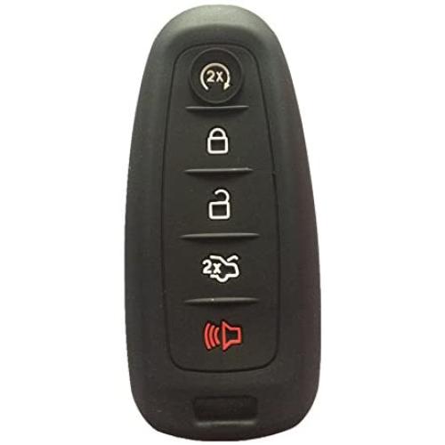 Ezzy Auto New Black Silicone Key Fob Case Cover Smart Key Case Shell Key Protector Key Jacket For Lincoln Ford 5 Buttons