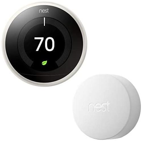 Google Nest Learning Thermostat (3rd Generation) with Nest Temperature Sensor (T5000SF) (White)