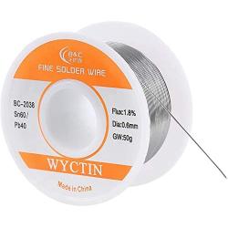 WYCTIN 60-40 Tin Lead Rosin Core Solder Wire for Electrical Soldering and DIY 0.0236 inches(0.6mm) 0.11lbs