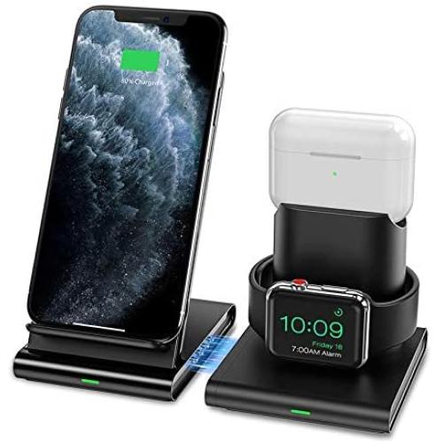 Seneo Wireless Charger, 3 in 1 Wireless Charging Station for Apple Watch, AirPods Pro/2, Detachable and Magnetic Wireless Charging Stand for iPhone 11 Pro Max/X/XS/XR/8Plus(NO QC 3.0 Adapter)