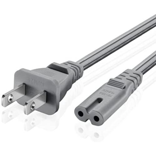 TNP Universal 2 Prong Power Cord (3 Feet) - NEMA 1-15P to IEC320 C7 Shotgun Connector AC Power Supply Cable Wire Socket Plug Jack (Gray) Compatible with Apple TV, PS4, PS3 Slim, LED HDTV