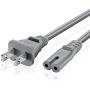 TNP Universal 2 Prong Power Cord (3 Feet) - NEMA 1-15P to IEC320 C7 Shotgun Connector AC Power Supply Cable Wire Socket Plug Jack (Gray) Compatible with Apple TV, PS4, PS3 Slim, LED HDTV