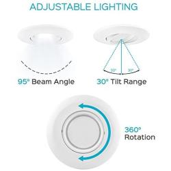 Luxrite 5/6 Inch Gimbal LED Recessed Light, 15W, 5000K Bright White, Dimmable LED Downlight, 1060 Lumens, Energy Star & ETL Listed, CRI 90, Damp Location - Adjustable Recessed Lighting